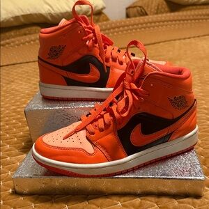 Jordan Mid Sneakers - Orange and Black